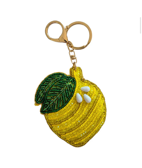 Lemon Beaded Keychain