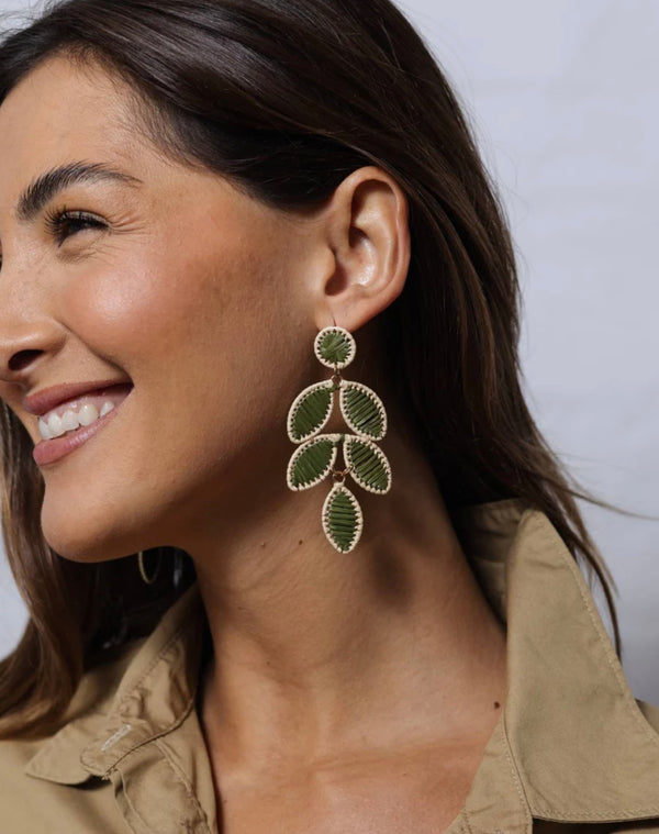 Green Raffia Earrings
