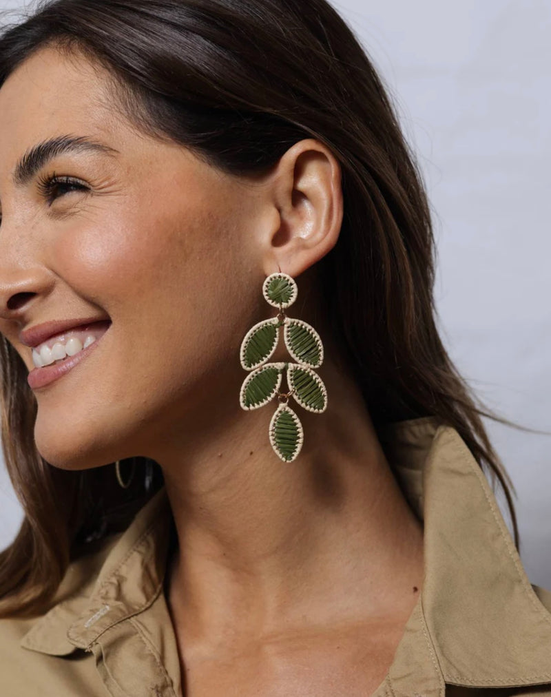 Green Raffia Earrings