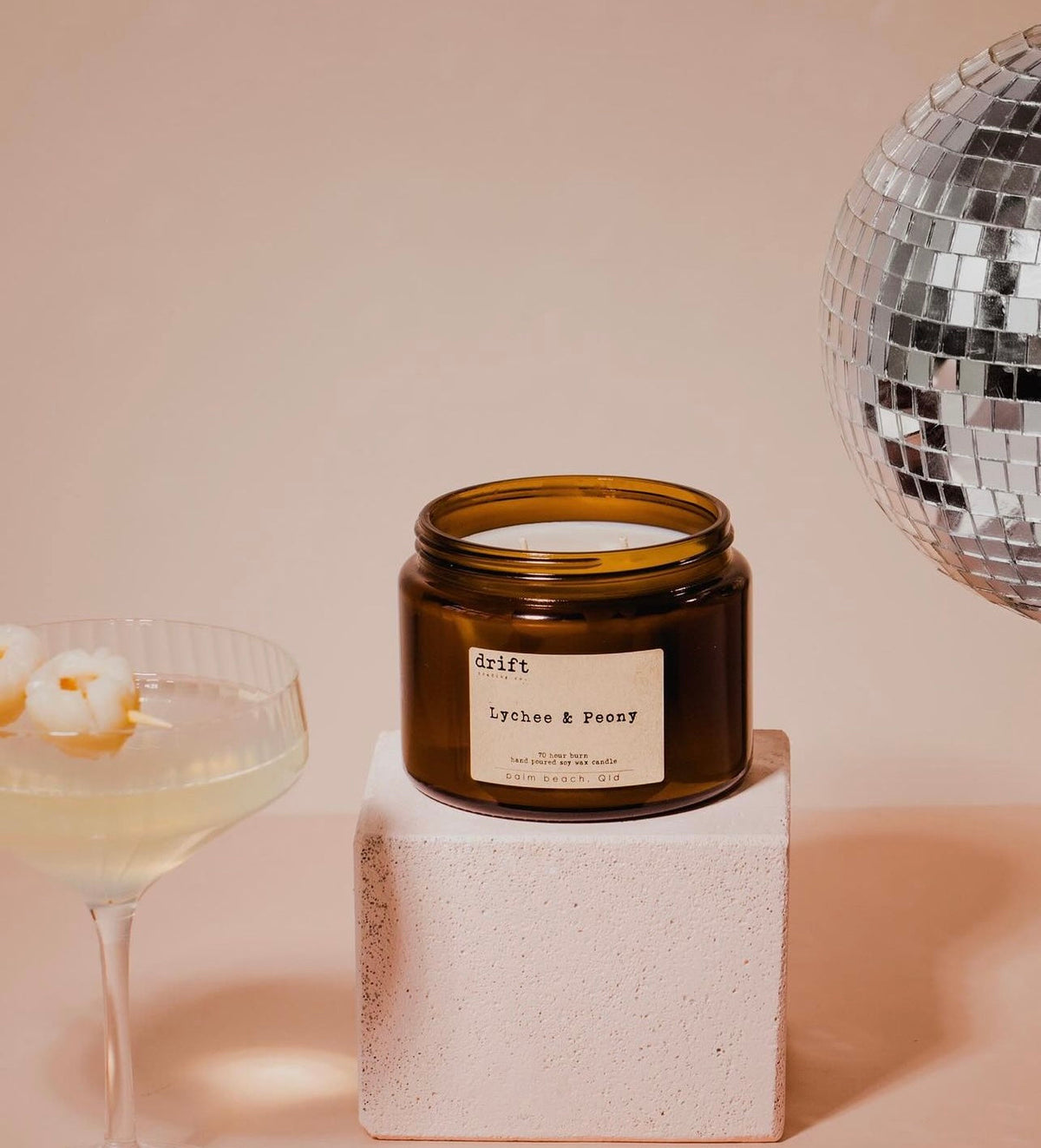 Drift Trading Co XL Farmhouse Candle | Double Wick Amber Glass Candle