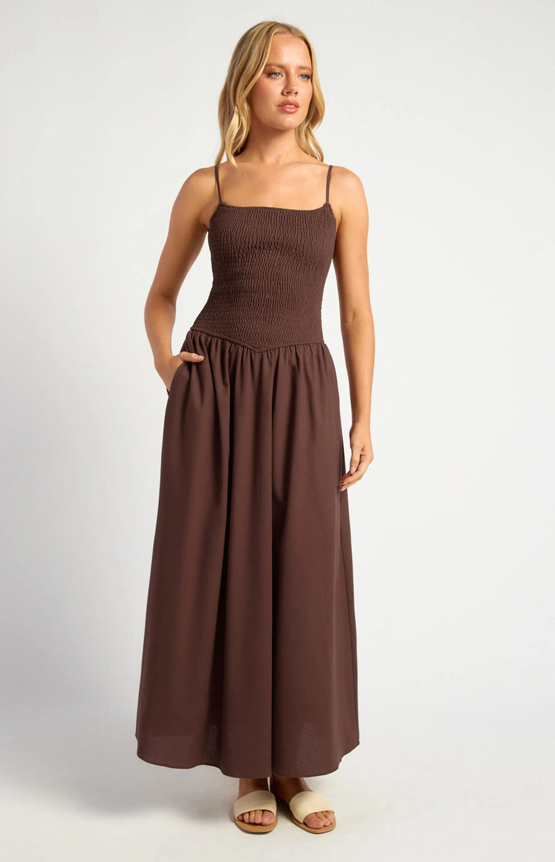 Chocolate Shirred Dress