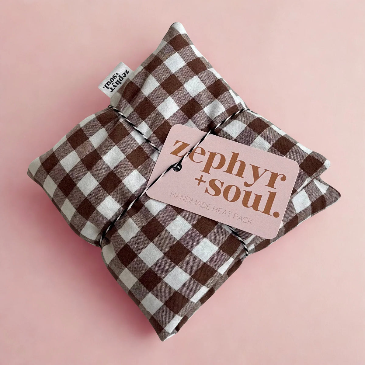 Brown gingham heat pack soft fabric body warmer reusable heat pack