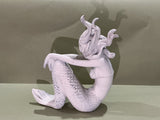 Trident Resin White Washed Mermaid Sitting Sideways
