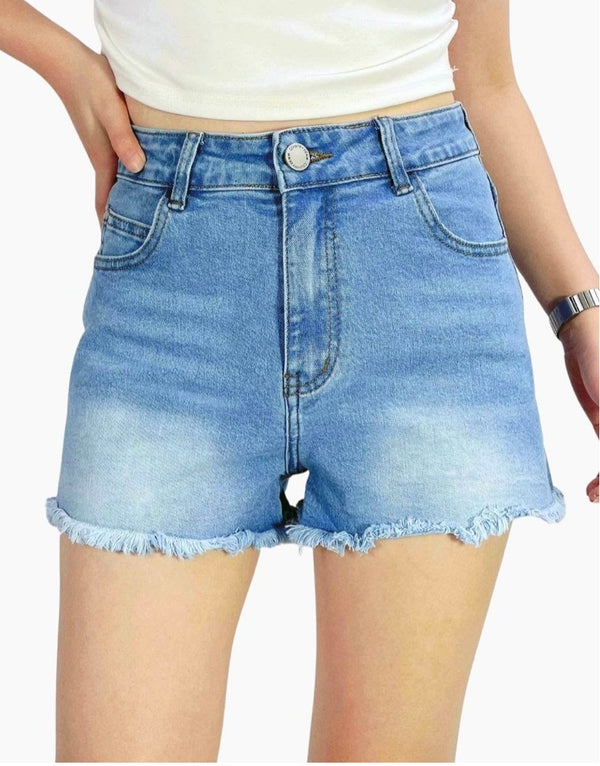 Stretchy Fray Hem Shorts