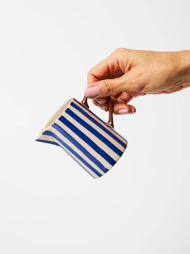 Bloomie Blue Milk Jug | Striped Earthenware Jug