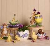 Chick Pulling Pansy Cart Easter
