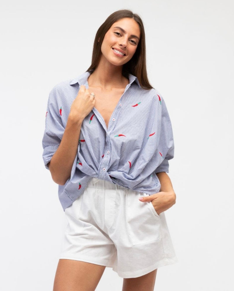 Navy/Chilli Stripe Shirt