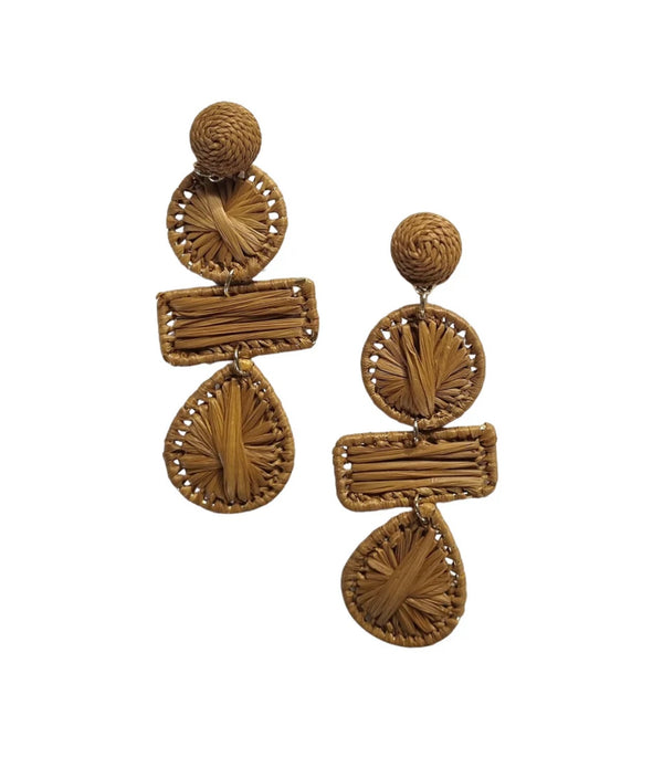 Tan Raffia Earring