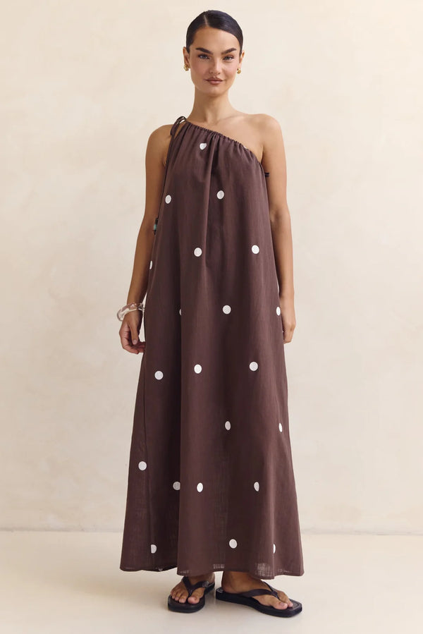 By Frankie Brown Spot One Shoulder Dress