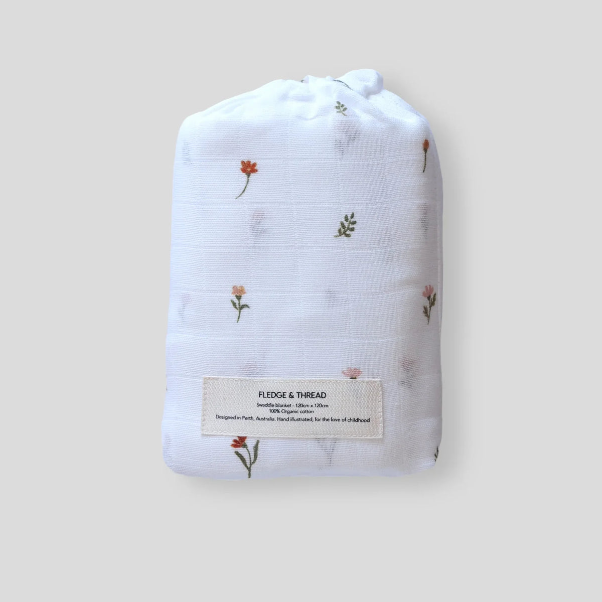 Cream floral muslin swaddle