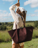 Sawyer Suedette Tote Bag- Chocolate