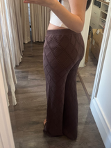 mocha diamond knit wide leg pants