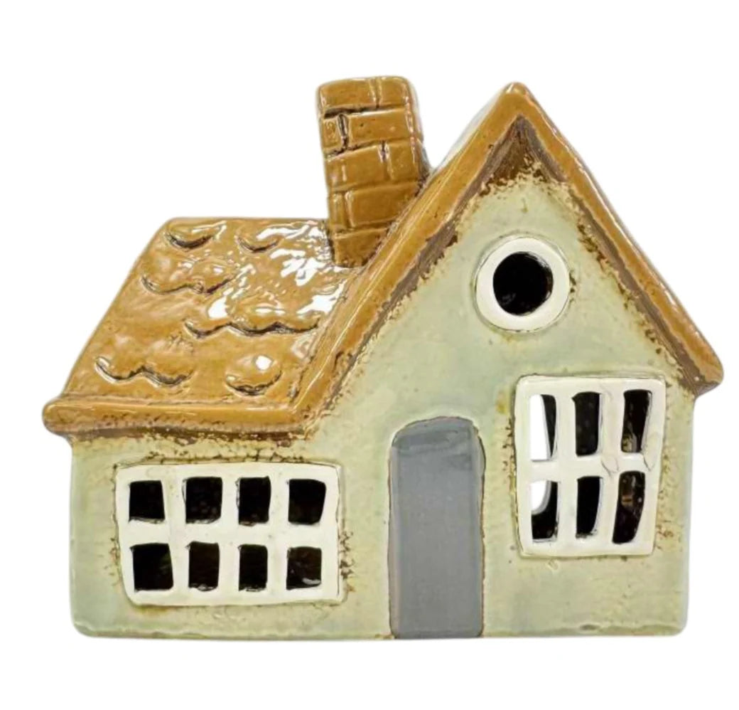 Brown Roof & Grey Door Cottage Tealight