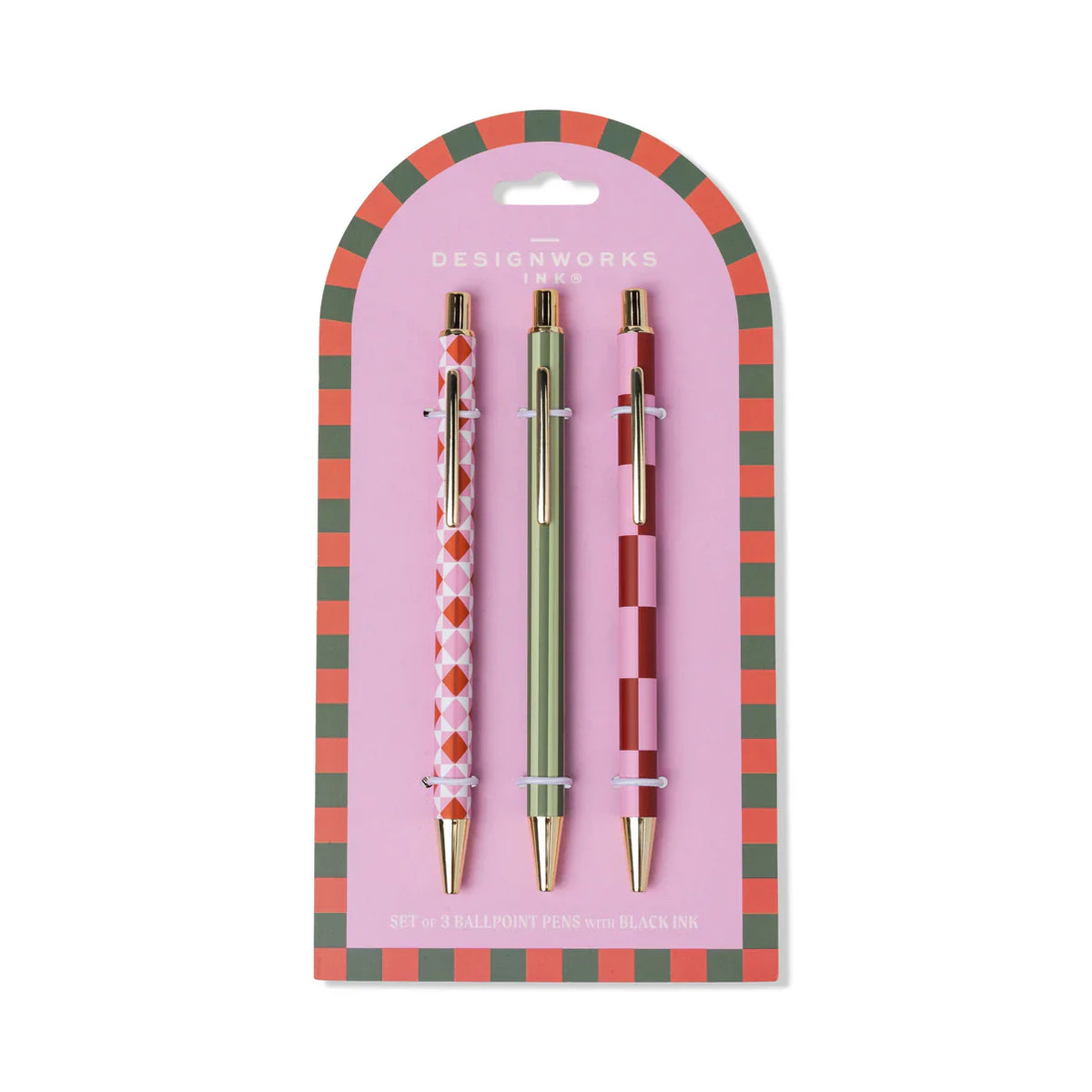 A Dopo Set of 3 Pens Diamond Stripe Check