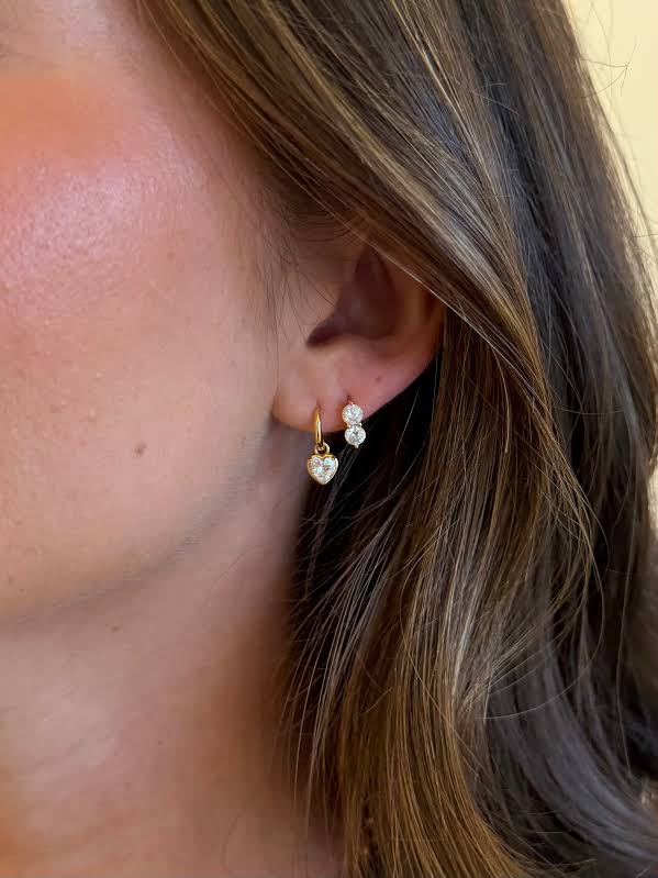 Zoe Huggie Earrings – Silver | Double Crystal Huggie Hoops