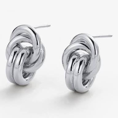 Clara Earrings – Silver | Woven Knot Statement Studs