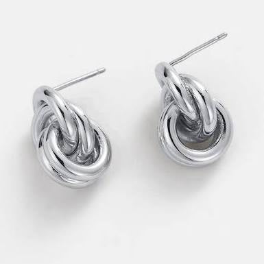Clara Earrings – Silver | Woven Knot Statement Studs