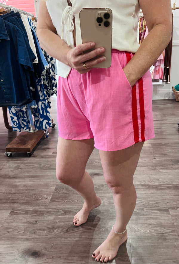 Pink/Red Racer Shorts By Frankie