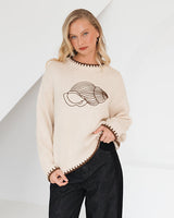 Lightweight knit jumper with shell trim detail women’s fashion
