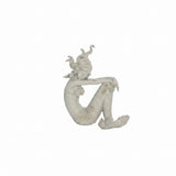 Trident Resin White Washed Mermaid Sitting Sideways