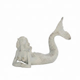 Trident Resin White Washed Mermaid Laying