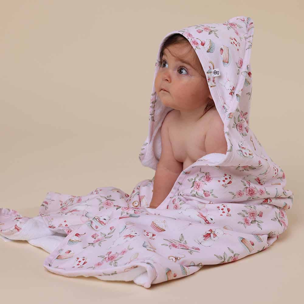 Alice’s Tea Party Organic Hooded Baby Towel