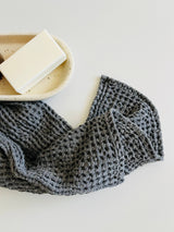 Charcoal Hand Towel 100% Organic Cotton Rustic Waffle