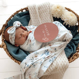 Sweet Swallows Organic Jersey Wrap & Topknot Set