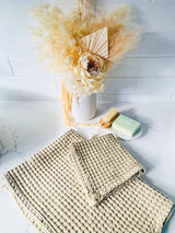 Natural Waffle Face Cloth 100% Organic Cotton Rustic