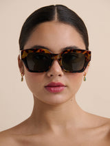 Jollie Angular Sunglasses in Tort