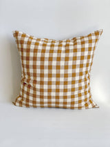 Linen Cushion Cover - Toffee Gingham