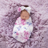 Lilac Skies Baby Jersey Wrap & Topknot Set