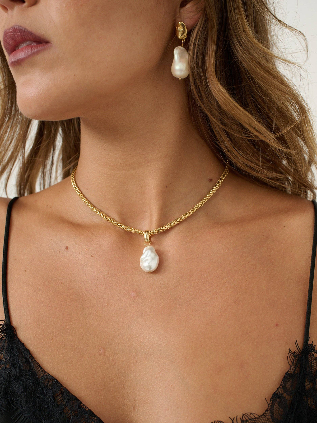 Organic Pearl 18K Gold Plated Pendant Necklace