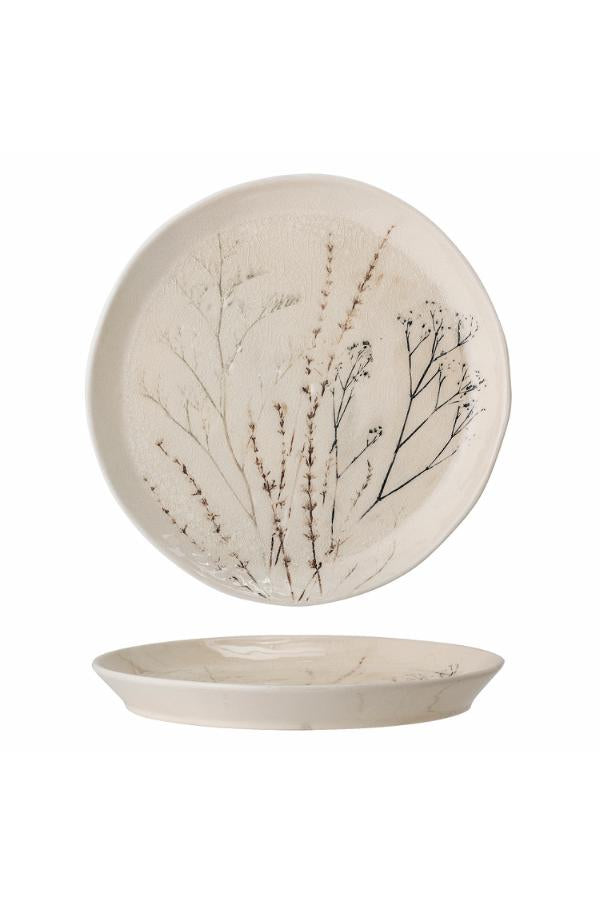 Bea stoneware plate with hand-painted floral design