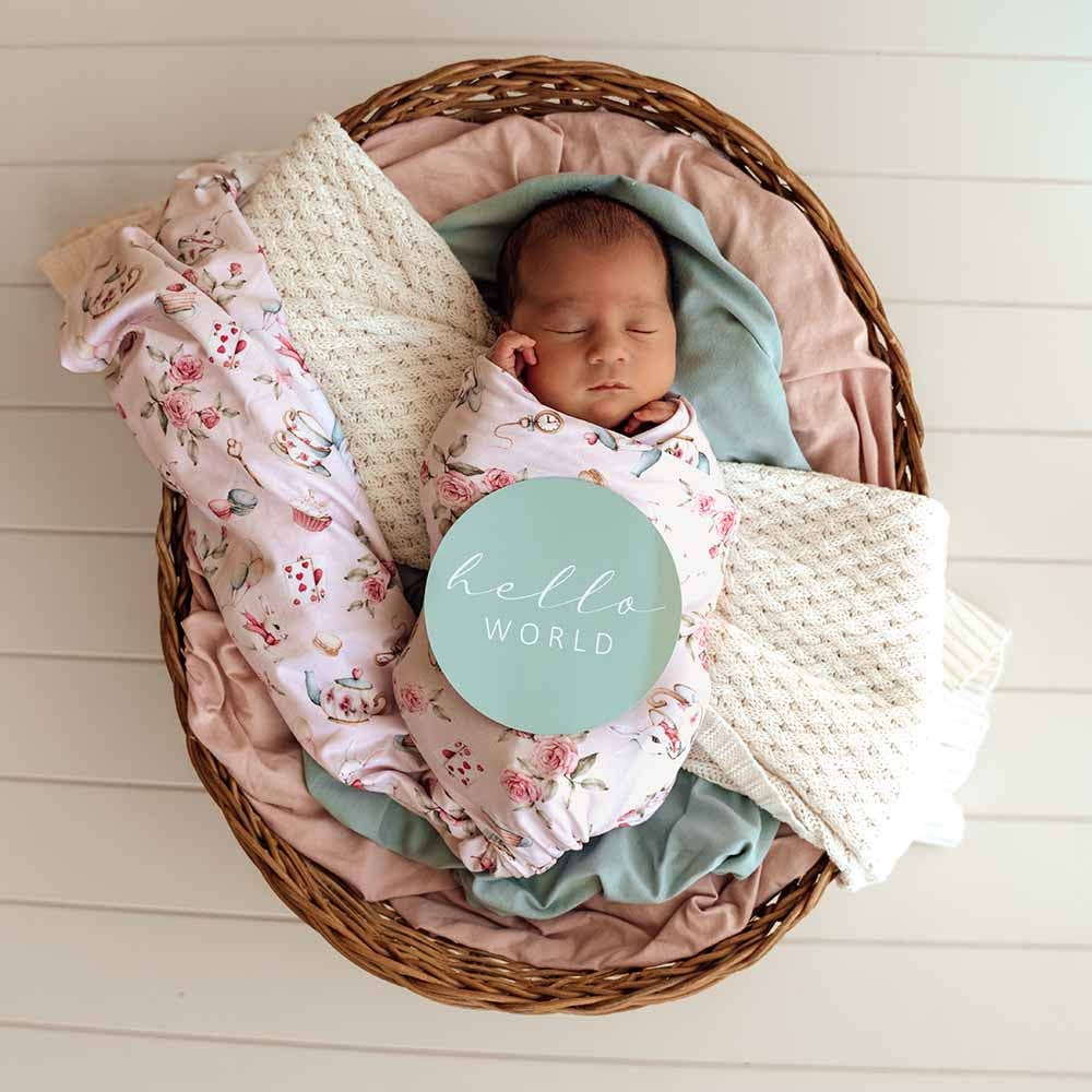 Alice’s Tea Party Organic Jersey Wrap & Topknot Set