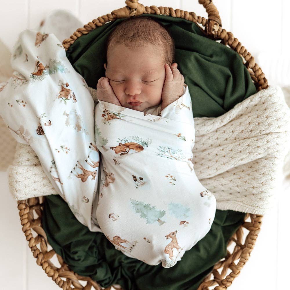 Woodland Tales Organic Jersey Wrap & Beanie Set