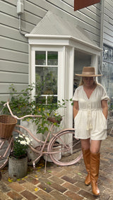 Cream orchard playsuit boho textured women playsuit