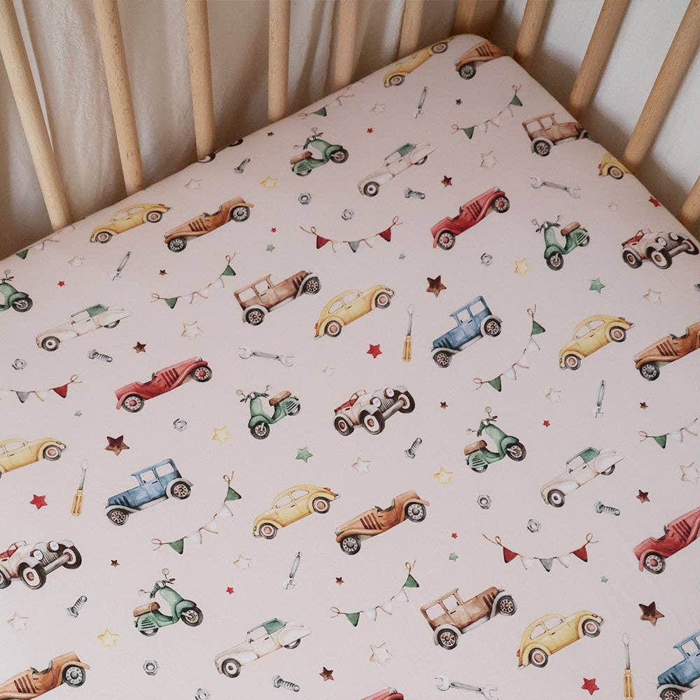 Snuggle Hunny Vintage Cars Organic Fitted Cot Sheet – Baby Bedding