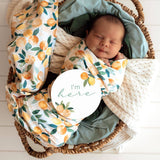 Sunny Citrus Organic Jersey Wrap & Beanie Set