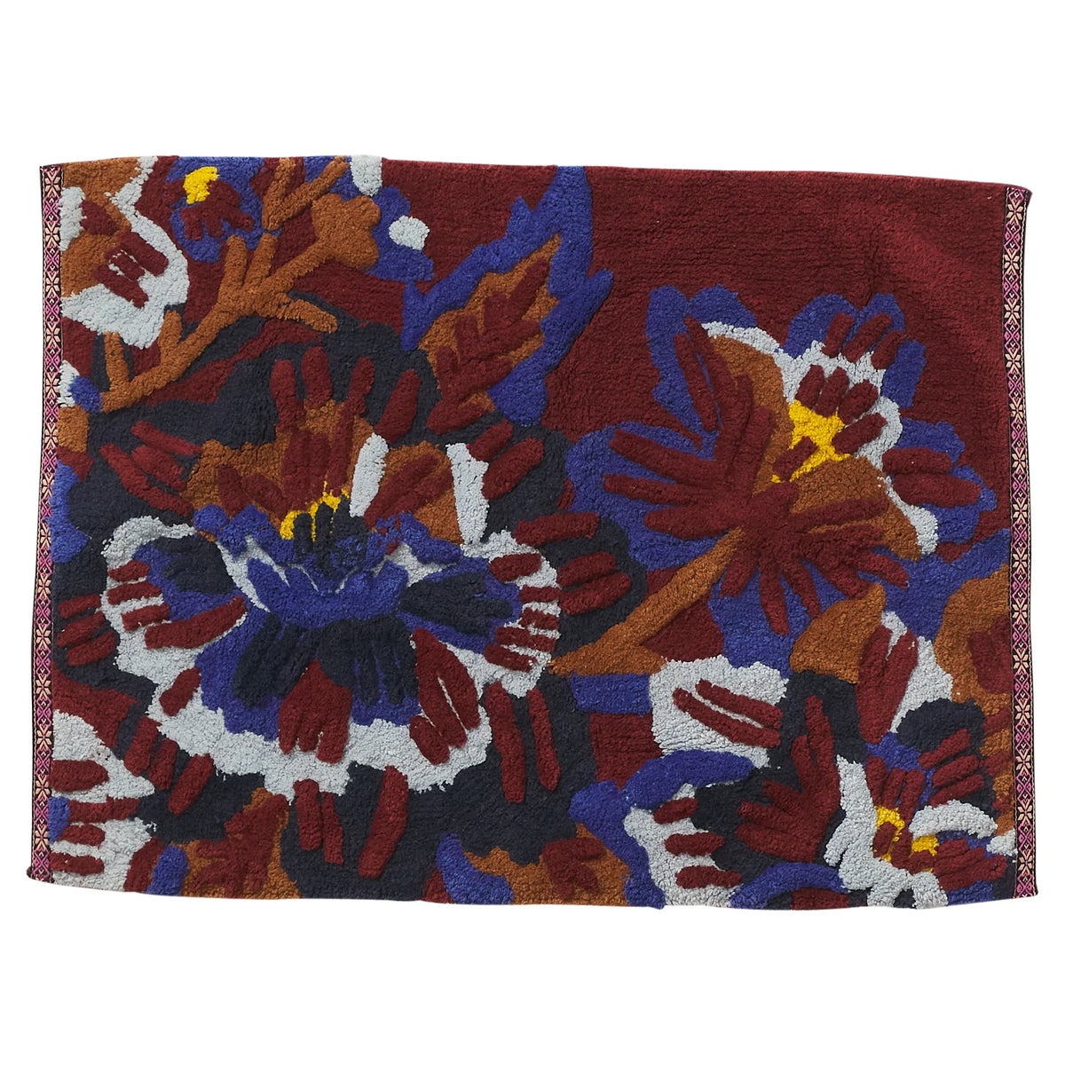 Eliza rosewood organic cotton bath mat plush bathroom rug
