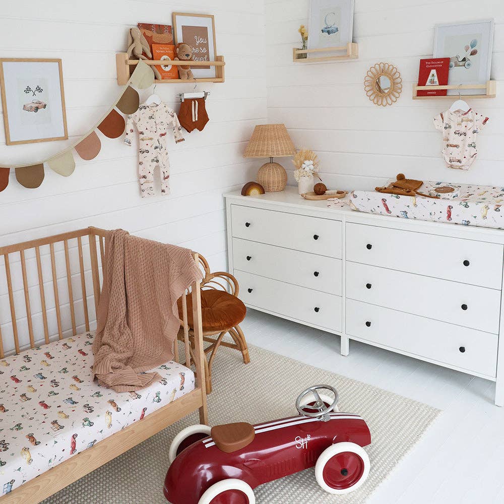 Snuggle Hunny Vintage Cars Organic Fitted Cot Sheet – Baby Bedding