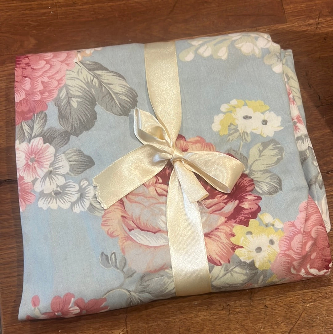 Floral blue fitted cot sheet cotton baby bedding nursery décor