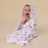 Woodland Tales organic hooded baby towel strawberry print