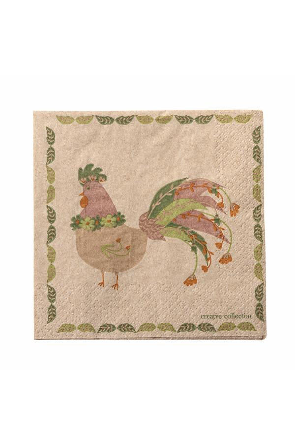 Joshua paper napkins with colourful hen illustration
