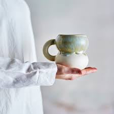 Luna blue cup reactive glaze stoneware mug Bloomingville