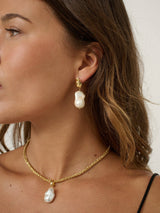 Organic pearl drop earrings 18k gold jewellery women