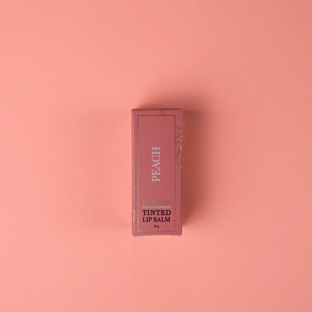 Peach tinted lip balm Wild Emery with blush shimmer