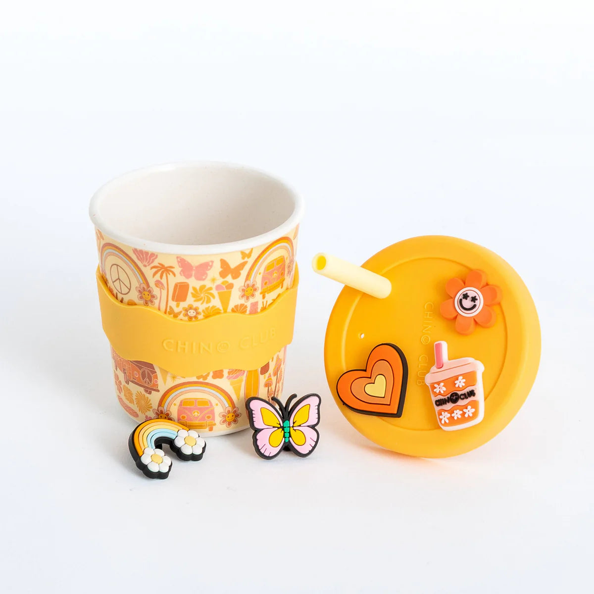 Retro charm cup reusable kids cup with interchangeable charms