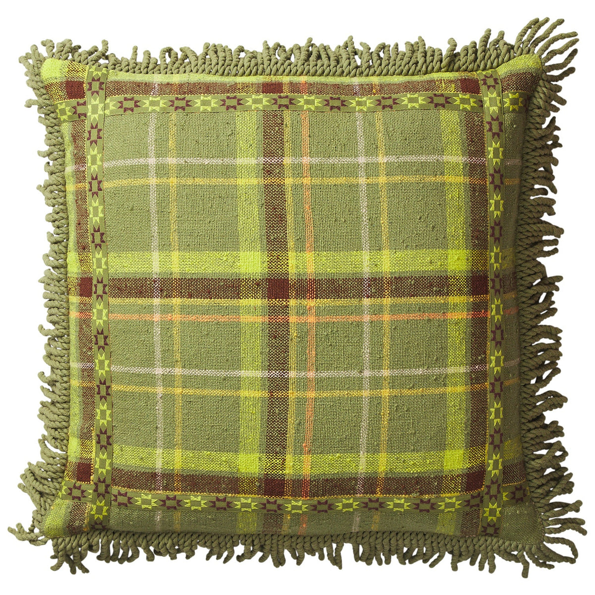 Sage x Clare Frances Woven Cushion in Moss green
