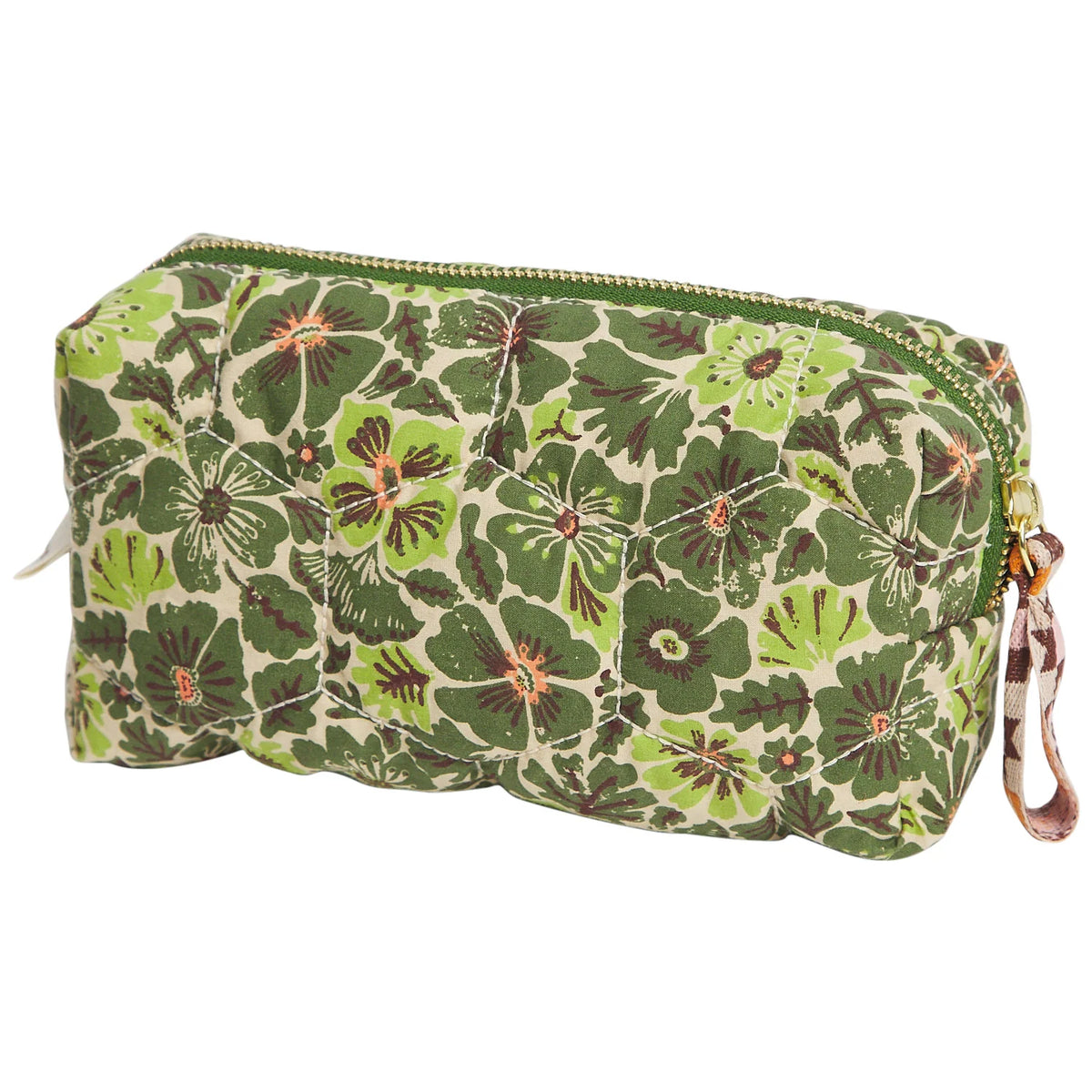 Sage x Clare Magnolia Travel Pouch in Cactus green